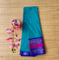 Rama Green Handloom Cotton Saree with Dual Tone Border